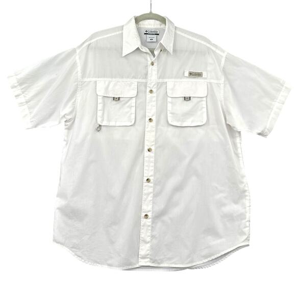 Columbia PFG Button Up Two Front Pockets Logo Short Sleeve Shirt Medium - Picture 1 of 8